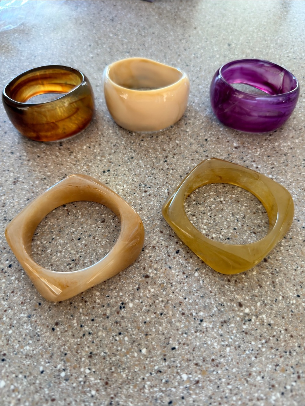 Colorful Resin Bangle — Purple, Cream, Amber, Olive
